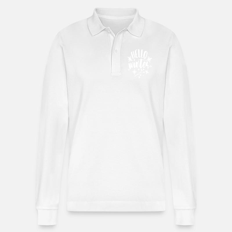 Hallo Winter - Stanley/Stella Unisex Bio-Langarm-Poloshirt Prepster - Weiß