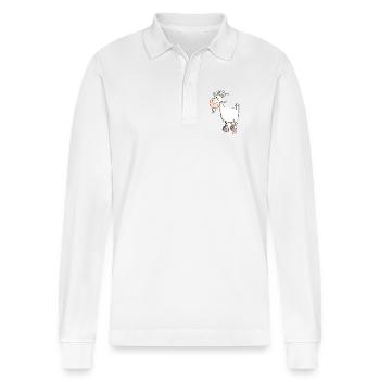 Charmante Ziege - Ziegen - Stanley/Stella Unisex Bio-Langarm-Poloshirt Prepster - Weiß - Vorne - Anna (173cm) & Nico (186cm)