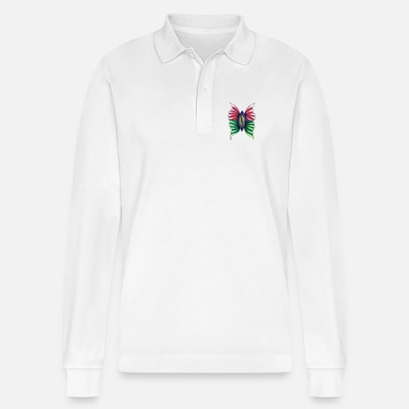 Butterfly Vulva - Stanley/Stella Unisex Bio-Langarm-Poloshirt Prepster - Weiß