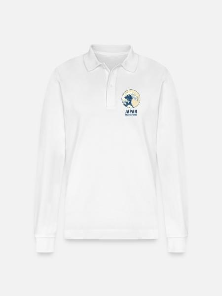 Kanagawa, Japan - Stanley/Stella Organic Unisex Long-Sleeved Polo Shirt Prepster - white