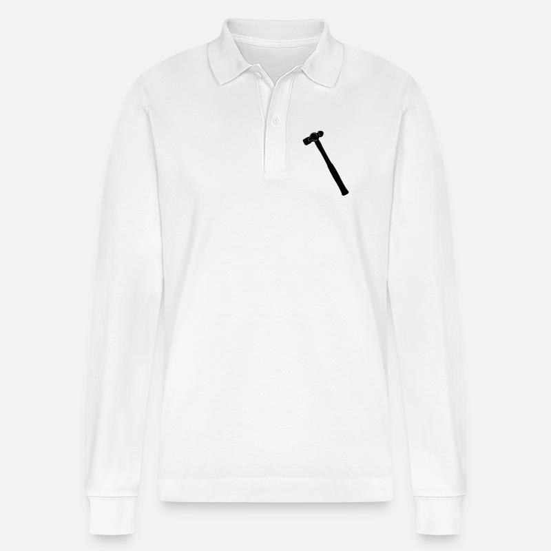 Kugelhammer oder Dellhammer Schattenbild - Stanley/Stella Unisex Bio-Langarm-Poloshirt Prepster - Weiß