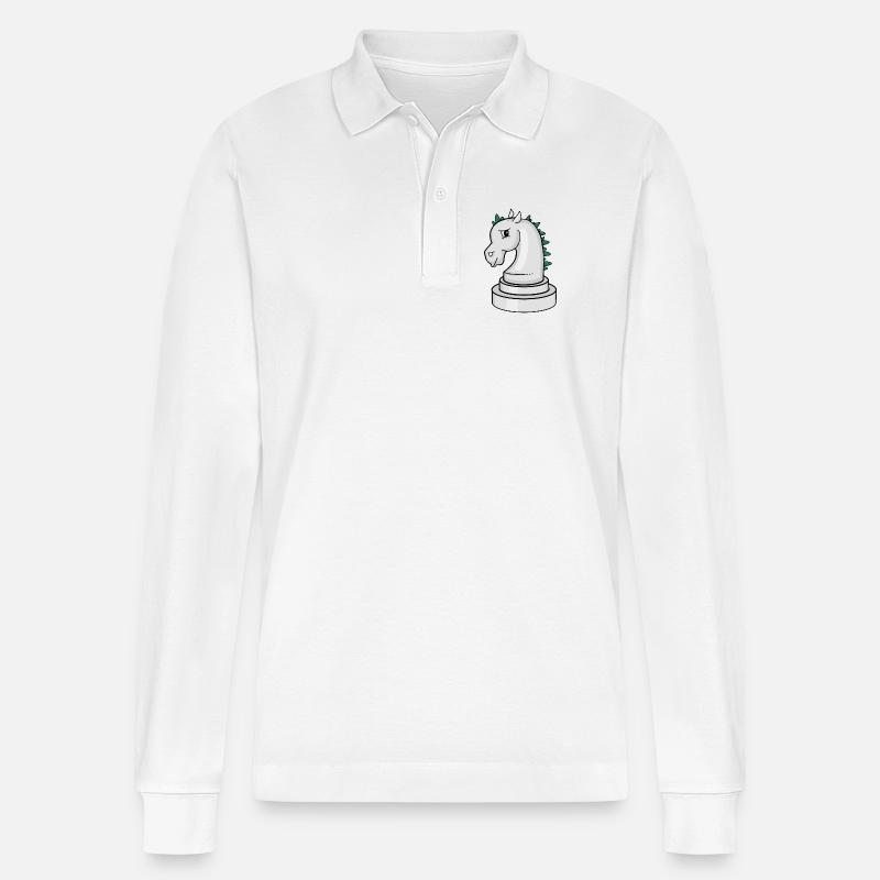 Schachfigur: genervtes Punk-Schachpferd - Stanley/Stella Unisex Bio-Langarm-Poloshirt Prepster - Weiß