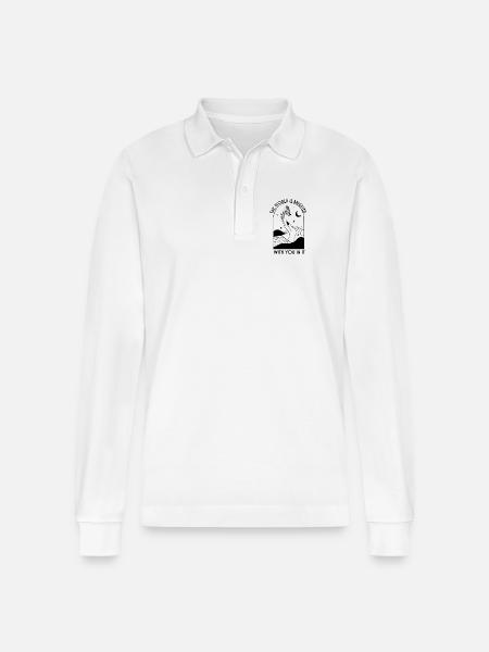 Luna Silhouette Moon Garden - Stanley/Stella Organic Unisex Long-Sleeved Polo Shirt Prepster - white