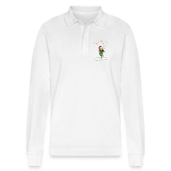 Christmas Folk music - Stanley/Stella Organic Unisex Long-Sleeved Polo Shirt Prepster - white - Front - Anna (173cm) & Nico (186cm)