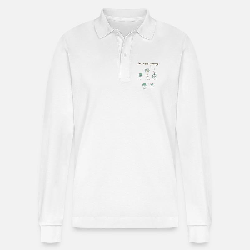 Kaffee Typologie - Stanley/Stella Unisex Bio-Langarm-Poloshirt Prepster - Weiß
