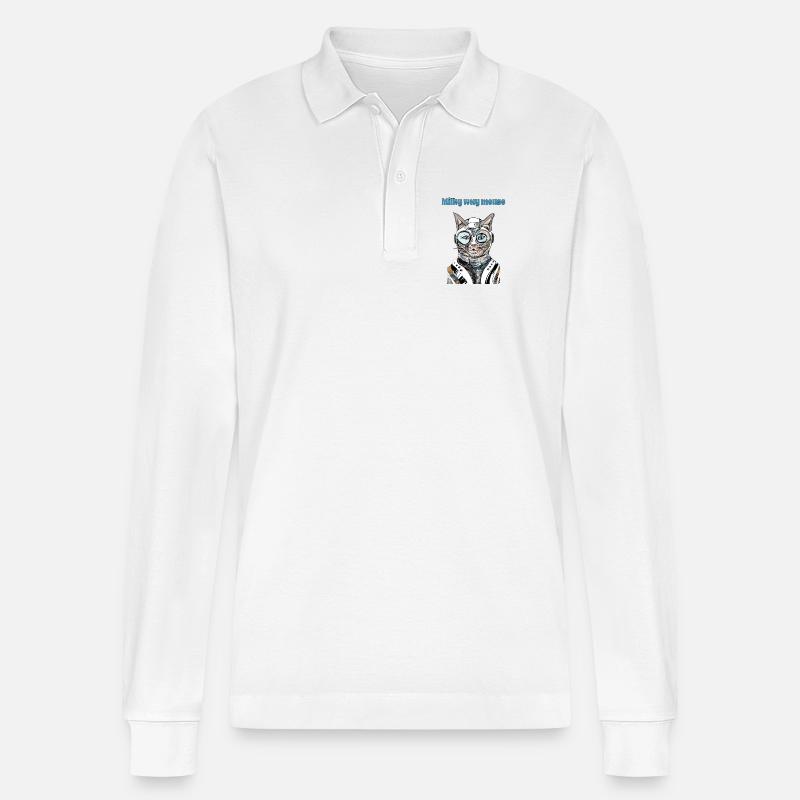 Milchstraßen-Maus - Stanley/Stella Unisex Bio-Langarm-Poloshirt Prepster - Weiß