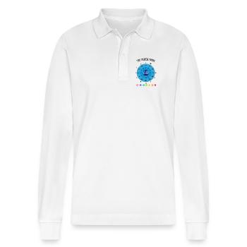 Die Chakra-Töne - Stanley/Stella Unisex Bio-Langarm-Poloshirt Prepster - Weiß - Vorne - Anna (173cm) & Nico (186cm)