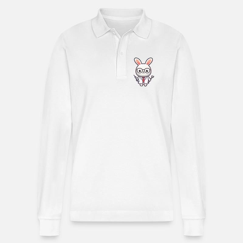 Doktor Bunny: Der Karottenpfleger - Stanley/Stella Unisex Bio-Langarm-Poloshirt Prepster - Weiß