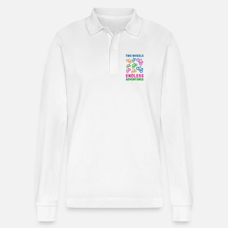 Fahrrad - Stanley/Stella Unisex Bio-Langarm-Poloshirt Prepster - Weiß