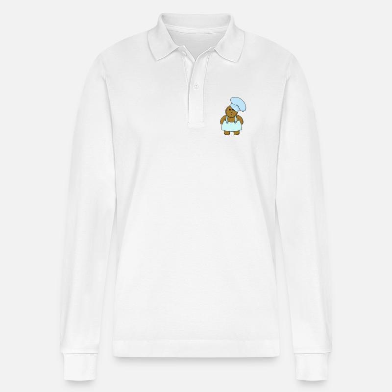 Bäcker-Lebkuchen-Keks - Stanley/Stella Unisex Bio-Langarm-Poloshirt Prepster - Weiß