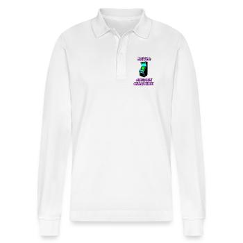Retro-Arcade-Automat - Stanley/Stella Unisex Bio-Langarm-Poloshirt Prepster - Weiß - Vorne - Anna (173cm) & Nico (186cm)