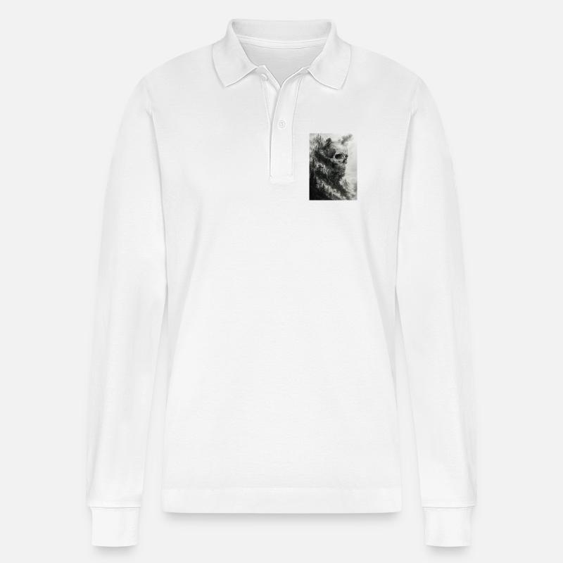 Unheimliche Waldschädel-Illustration - Stanley/Stella Unisex Bio-Langarm-Poloshirt Prepster - Weiß