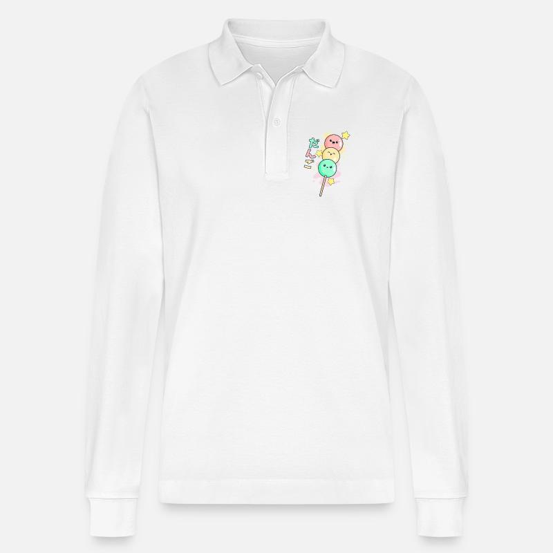 Kawaii Happy Hanami Dango - Stanley/Stella Unisex Bio-Langarm-Poloshirt Prepster - Weiß