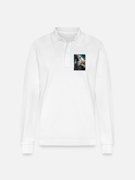 Scary Christmas Krampus Santa - Stanley/Stella Organic Unisex Long-Sleeved Polo Shirt Prepster - white