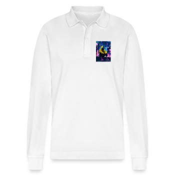 Neon City Maskierter Reiter - Stanley/Stella Unisex Bio-Langarm-Poloshirt Prepster - Weiß - Vorne - Anna (173cm) & Nico (186cm)