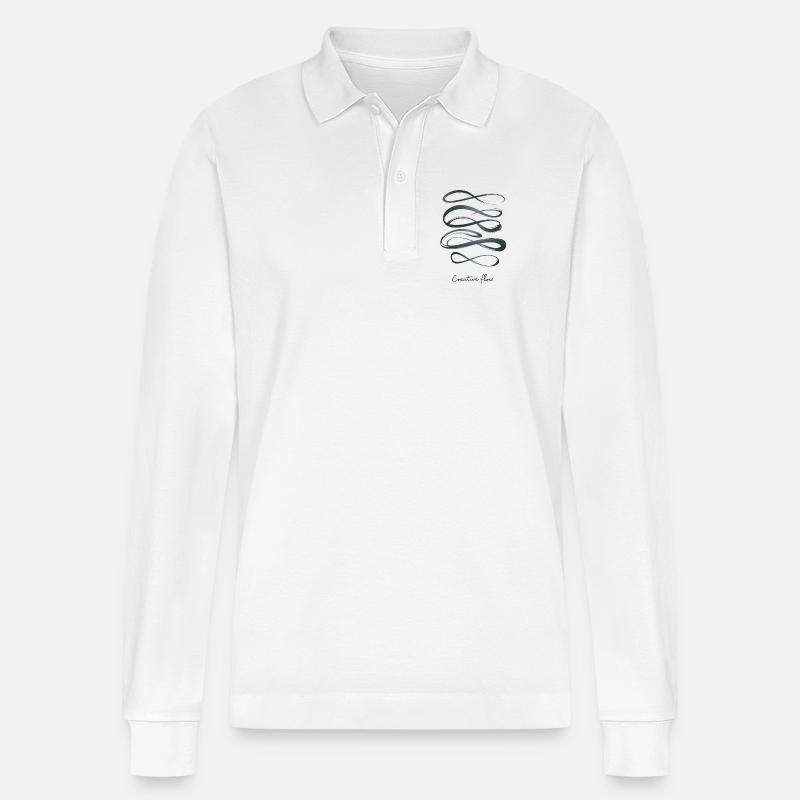 Creative Flow – Linien voller Inspiration - Stanley/Stella Unisex Bio-Langarm-Poloshirt Prepster - Weiß