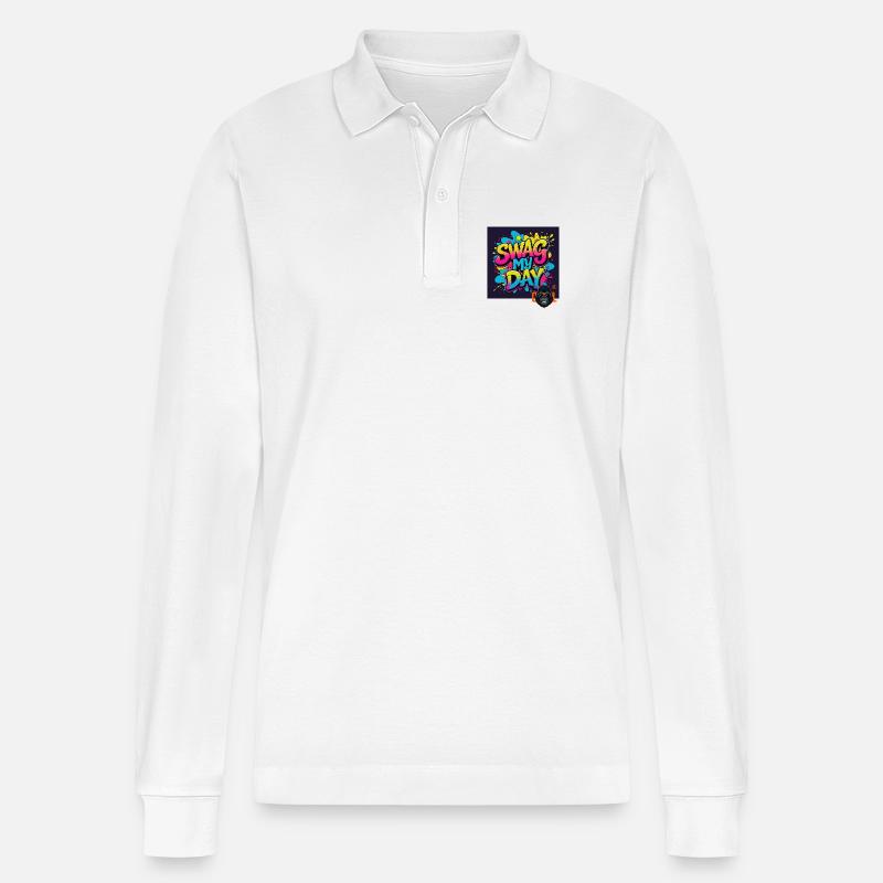 Swag My Day Graffiti Splash - Stanley/Stella Unisex Bio-Langarm-Poloshirt Prepster - Weiß
