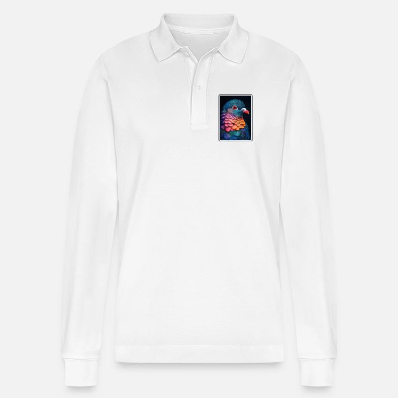 Tauben Taube - Stanley/Stella Unisex Bio-Langarm-Poloshirt Prepster - Weiß
