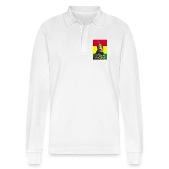 Haile Selassie I Jah Rastafari Rasta Reggae Racines - Polo à manches longues bio PREPSTER Stanley/Stella Unisexe - blanc - Devant - Anna (173cm) & Nico (186cm)