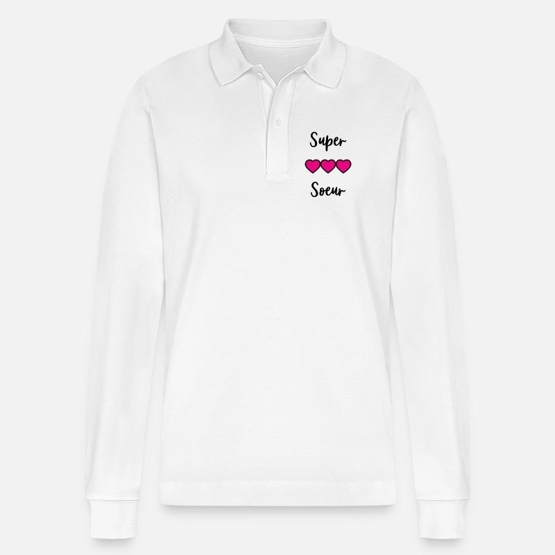 SCHWESTER. BESTE GROSSE SCHWESTER. SCHWESTER. BRUDER - Stanley/Stella Unisex Bio-Langarm-Poloshirt Prepster - Weiß