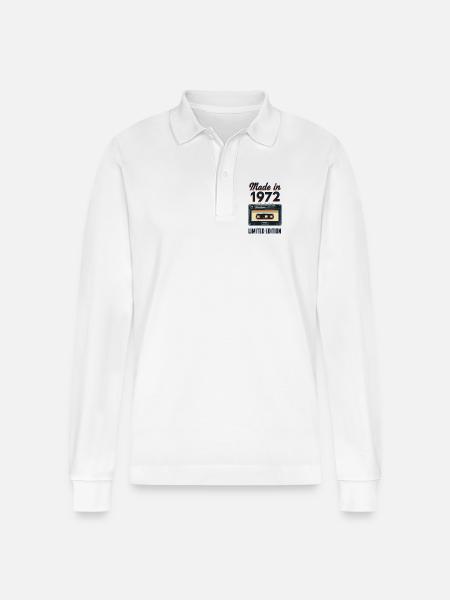 Made in 1972 – Limited Edition - Stanley/Stella Organic Unisex Long-Sleeved Polo Shirt Prepster - white
