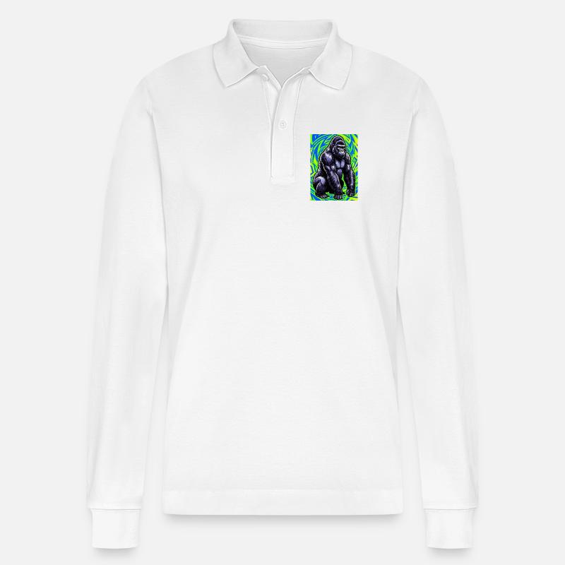 Gorilla - Stanley/Stella Unisex Bio-Langarm-Poloshirt Prepster - Weiß