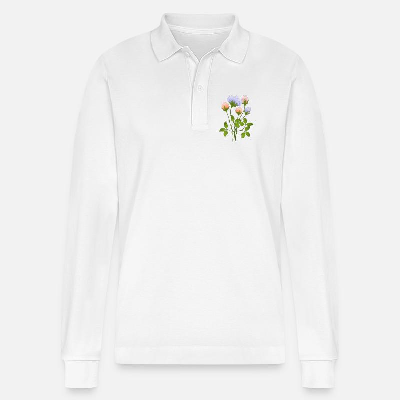 Fleur - Polo à manches longues bio PREPSTER Stanley/Stella Unisexe - blanc