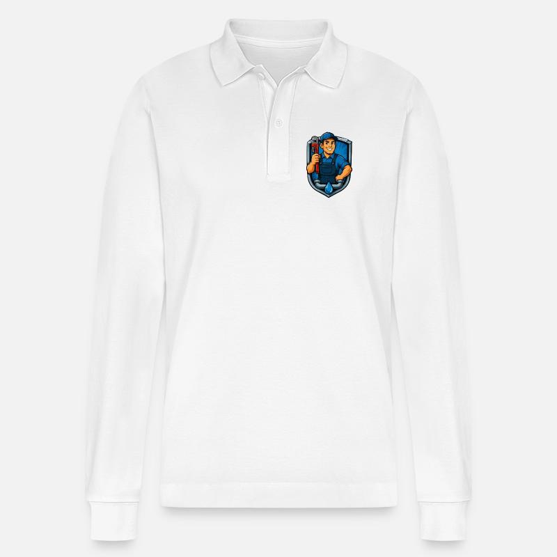 handwerker-wappen-klempner - Stanley/Stella Unisex Bio-Langarm-Poloshirt Prepster - Weiß
