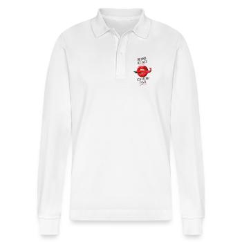 Ein sehr würziger Gaumen - Stanley/Stella Unisex Bio-Langarm-Poloshirt Prepster - Weiß - Vorne - Anna (173cm) & Nico (186cm)