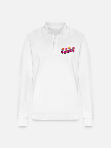 Cute cupcakes - Stanley/Stella Organic Unisex Long-Sleeved Polo Shirt Prepster - white
