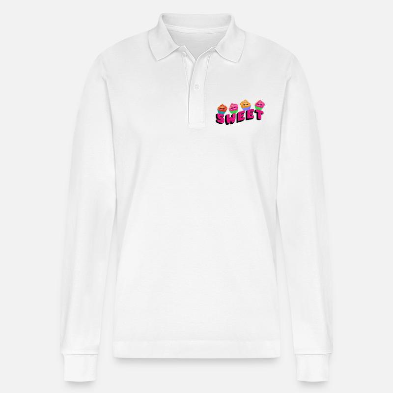 Süße Cupcakes - Stanley/Stella Unisex Bio-Langarm-Poloshirt Prepster - Weiß