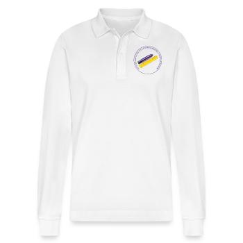 Emanzipation / Vibrator Bo-Grafik - Stanley/Stella Unisex Bio-Langarm-Poloshirt Prepster - Weiß - Vorne - Anna (173cm) & Nico (186cm)