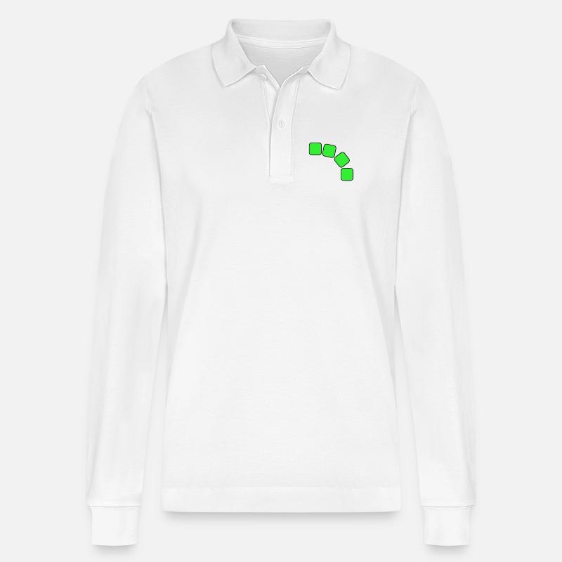 Grüne Quadrate Sequenz - Stanley/Stella Unisex Bio-Langarm-Poloshirt Prepster - Weiß