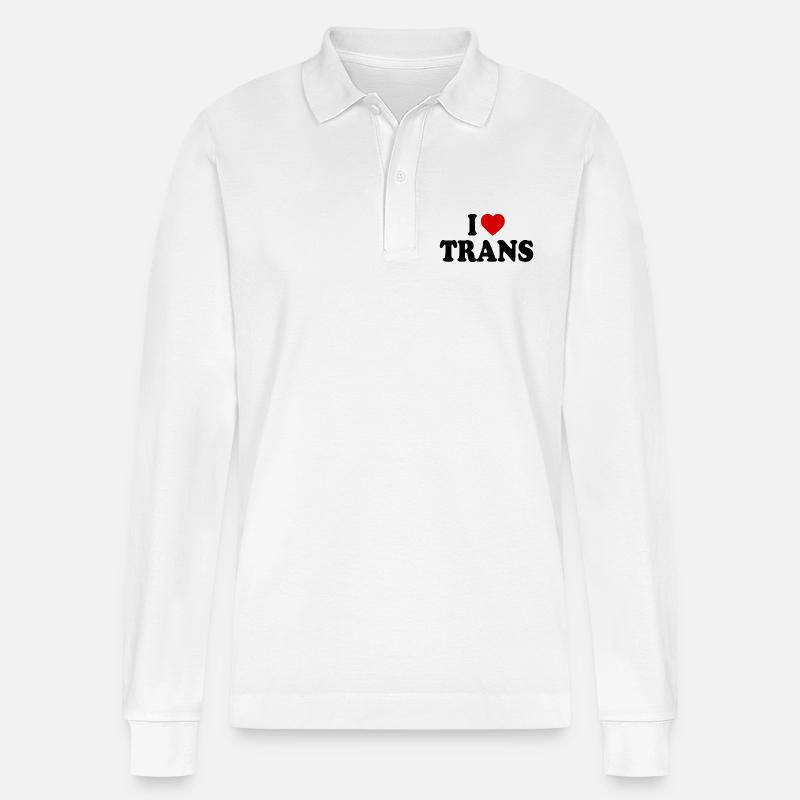 I love trans - Stanley/Stella Unisex Bio-Langarm-Poloshirt Prepster - Weiß