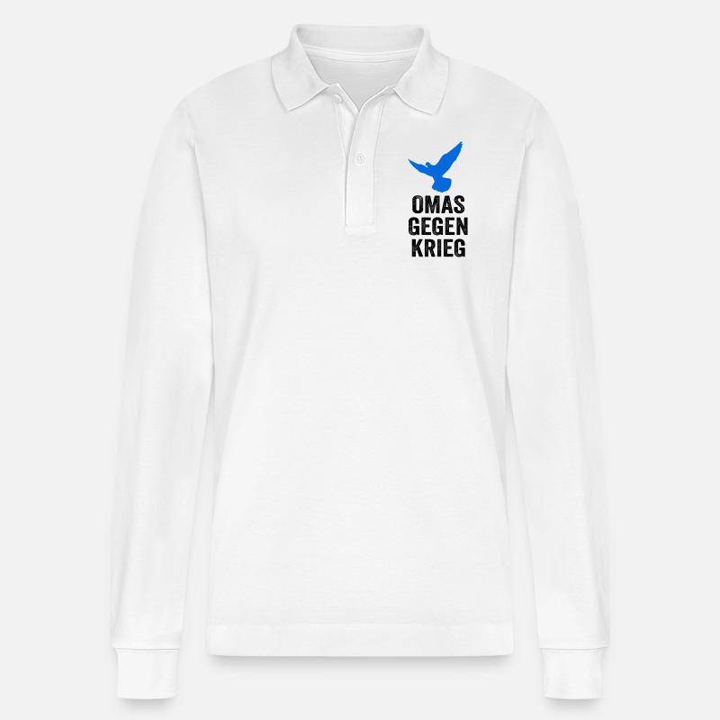 Omas gegen Krieg - Stanley/Stella Unisex Bio-Langarm-Poloshirt Prepster - Weiß