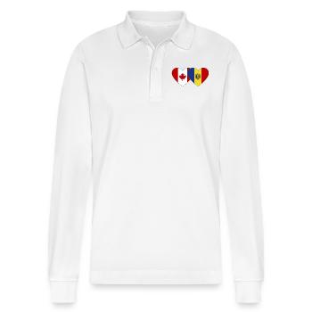Drapeau du Canada et de la Moldavie - Polo à manches longues bio PREPSTER Stanley/Stella Unisexe - blanc - Devant - Anna (173cm) & Nico (186cm)
