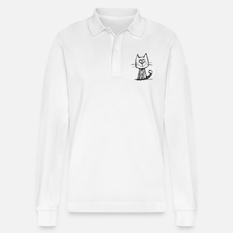 Chat Chats Visage de chat - Polo à manches longues bio PREPSTER Stanley/Stella Unisexe - blanc