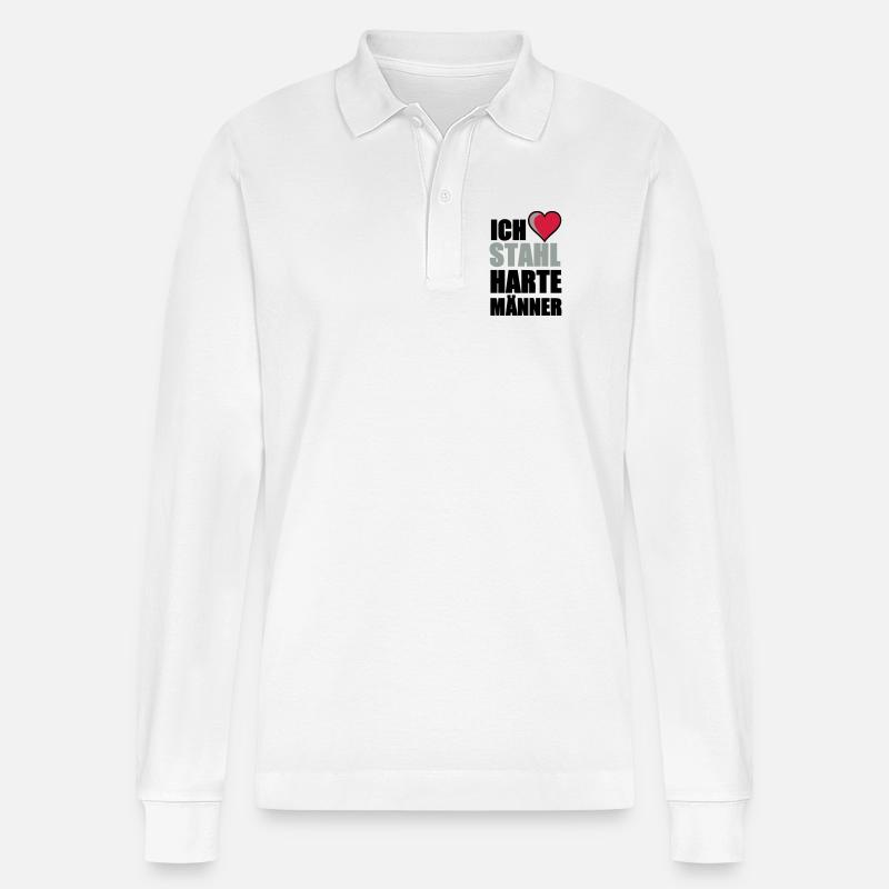 Stahlharte Männer Geschenk - Stanley/Stella Unisex Bio-Langarm-Poloshirt Prepster - Weiß