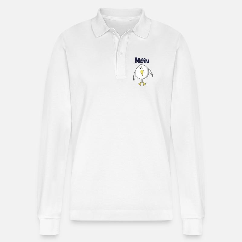 Möwe Moin Anker - Stanley/Stella Unisex Bio-Langarm-Poloshirt Prepster - Weiß