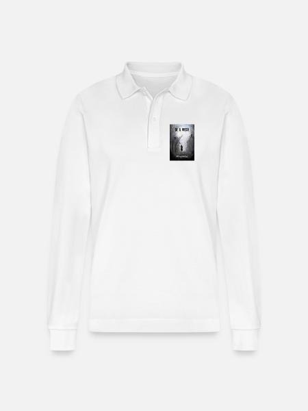 Mystisk hekseskogillustrasjon Vær heks - Stanley/Stella Prepster økologisk unisex-poloskjorte med lange ermer - hvit