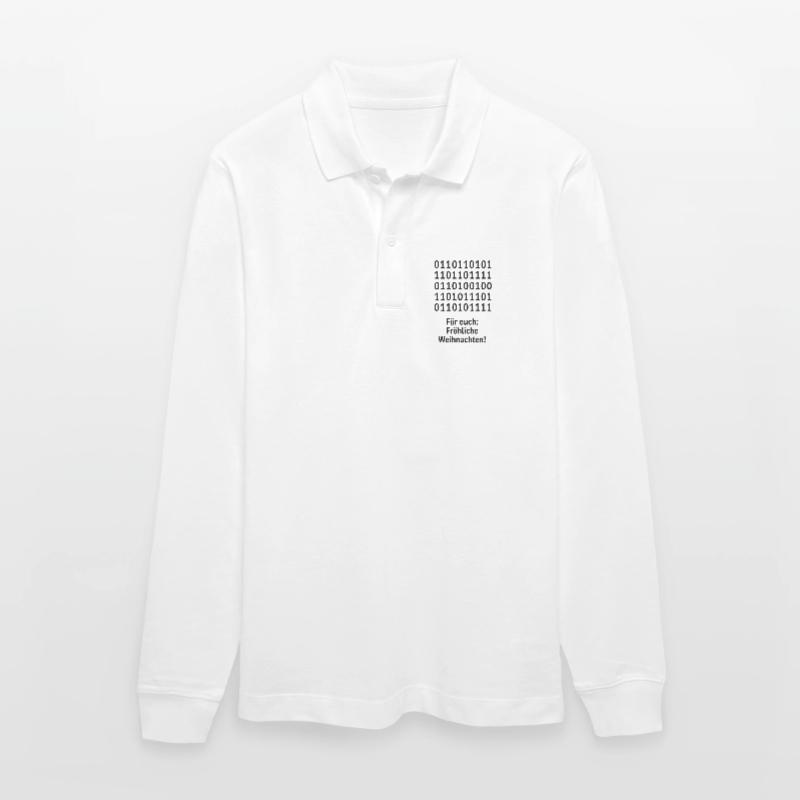 Christmas Code Binary Pattern Stanley/Stella Organic Unisex Long-Sleeved Polo Shirt Prepster