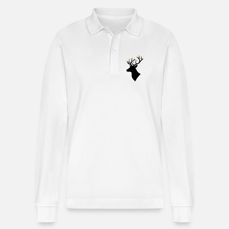 Jaune papillon tête de cerf - Polo à manches longues bio PREPSTER Stanley/Stella Unisexe - blanc