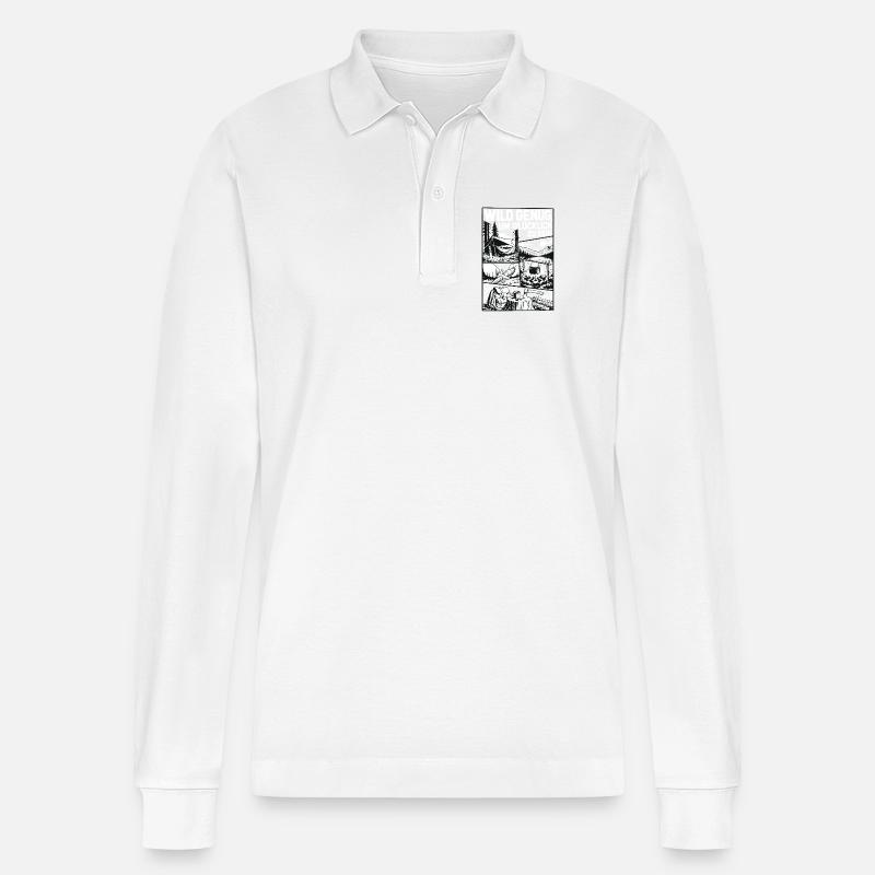 Wild Genug Camping Abenteuer - Stanley/Stella Unisex Bio-Langarm-Poloshirt Prepster - Weiß