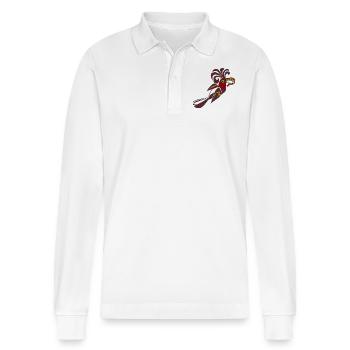 Bird of Paradise Salsa Bird Calypso Retro Dancing - Stanley/Stella Organic Unisex Long-Sleeved Polo Shirt Prepster - white - Front - Anna (173cm) & Nico (186cm)