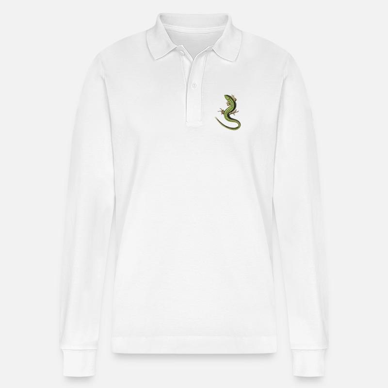 Eidechse - Stanley/Stella Unisex Bio-Langarm-Poloshirt Prepster - Weiß