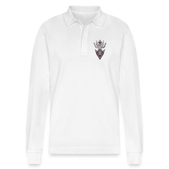 Indian goddess, Pagan Art. - Stanley/Stella Organic Unisex Long-Sleeved Polo Shirt Prepster - white - Front - Anna (173cm) & Nico (186cm)