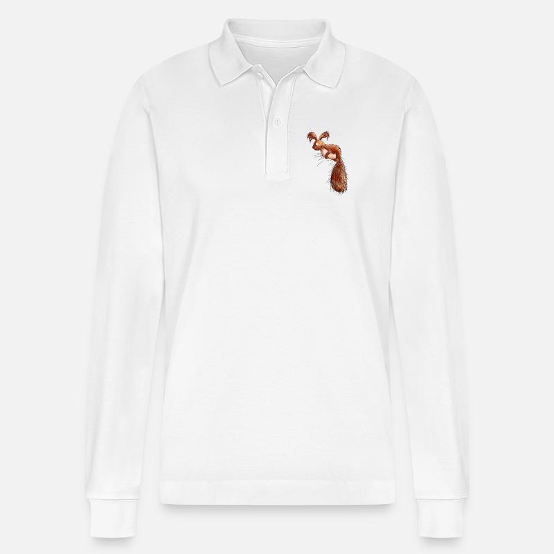 Drolliges Eichhörnchen Wildtier - Stanley/Stella Unisex Bio-Langarm-Poloshirt Prepster - Weiß