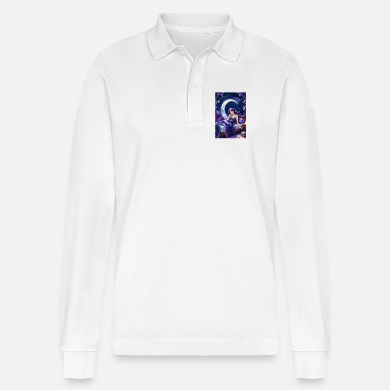 Lesen und Einschlafen - Stanley/Stella Unisex Bio-Langarm-Poloshirt Prepster - Weiß