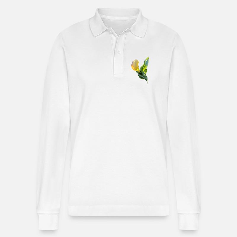 LYS CALLA JAUNE - Polo à manches longues bio PREPSTER Stanley/Stella Unisexe - blanc