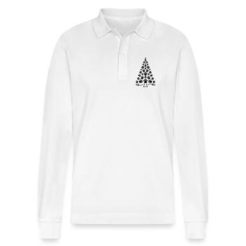 Weihnachtsbaum Pfote - Stanley/Stella Unisex Bio-Langarm-Poloshirt Prepster - Weiß - Vorne - Anna (173cm) & Nico (186cm)